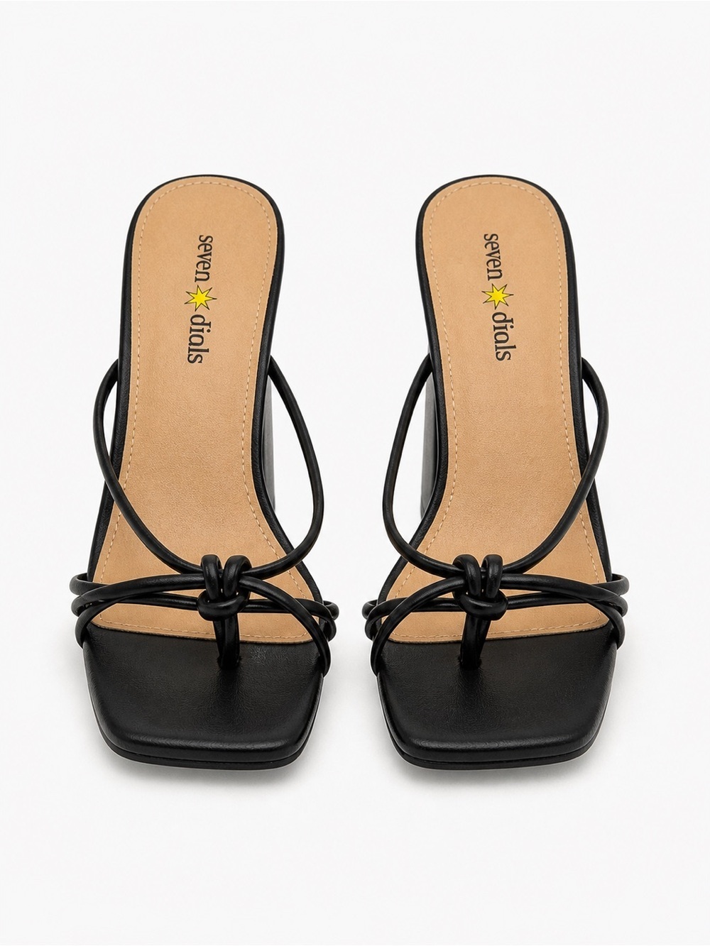 Seven Dials Black Knot-Detail Square-Toe Slide Sandals